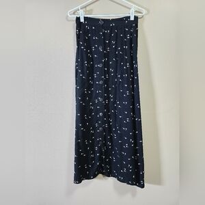 Vintage pudding shop buttons floral midi skirt color black